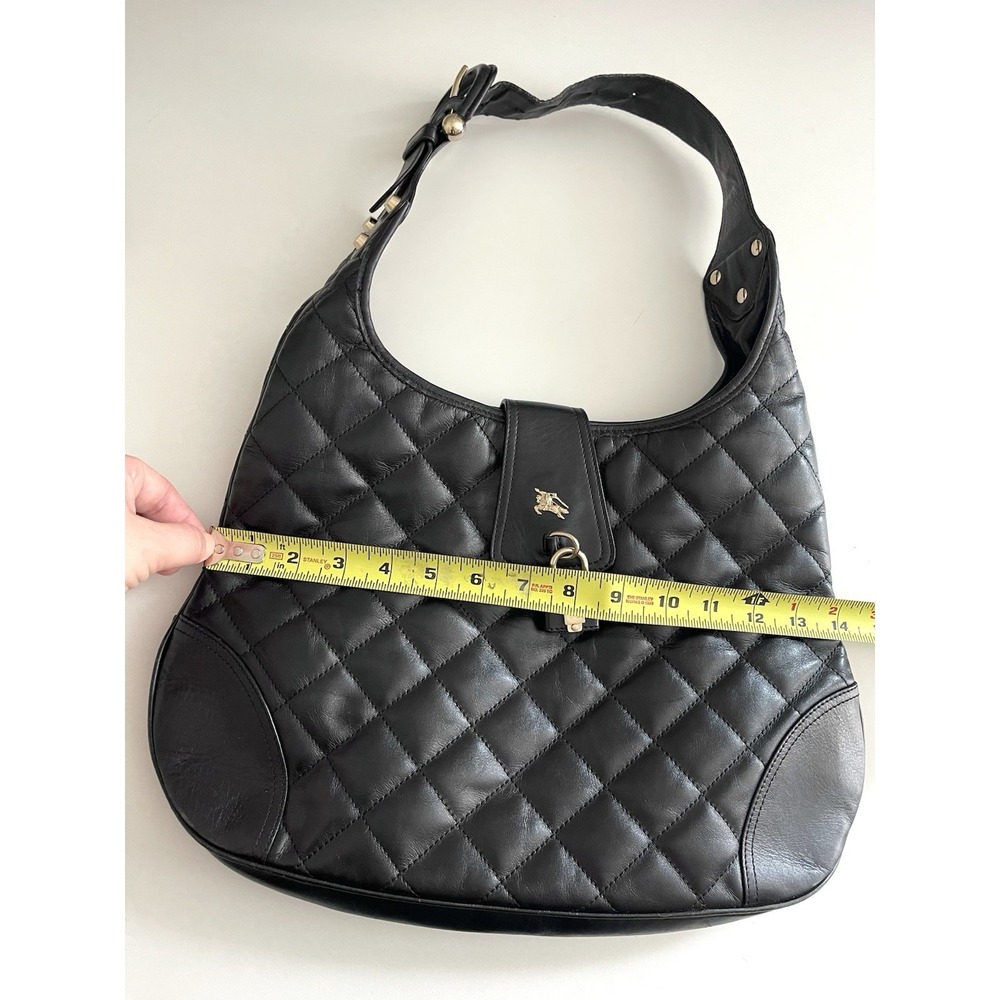 Y2K Burberry Brooke Padlock Black Quilted Leather Hobo Handbag Purse Equestrian - Picture 12 of 16